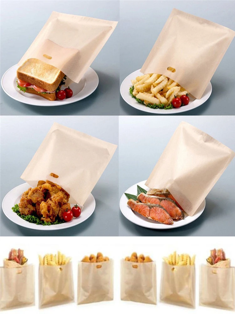 Nonstick Reusable Toaster Bag, 6 Washable Teflon Toast Bags,16 16.5cm 通常便なら送料無料
