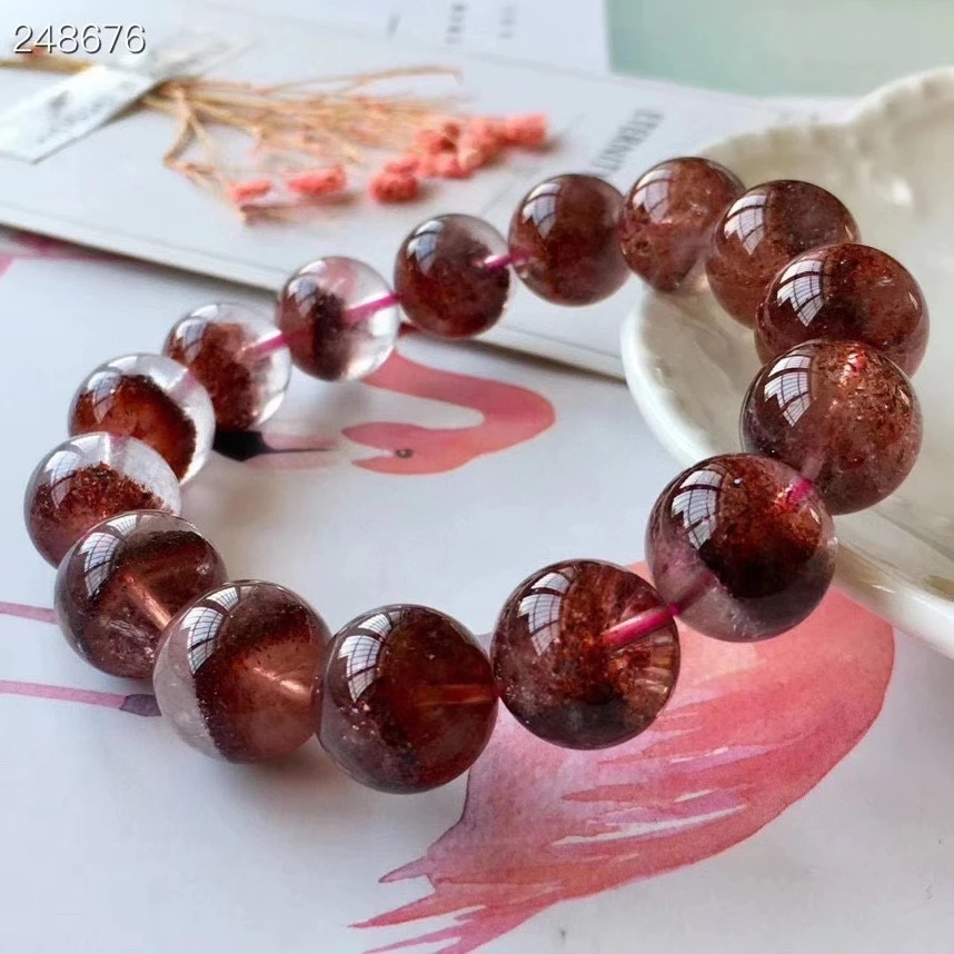 

Натуральный Lepidocrocite кварцевый красный супер 7 Кристалл браслет 14,3 мм женские мужские круглые бусины стрейч драгоценный камень AAAAA подлинный