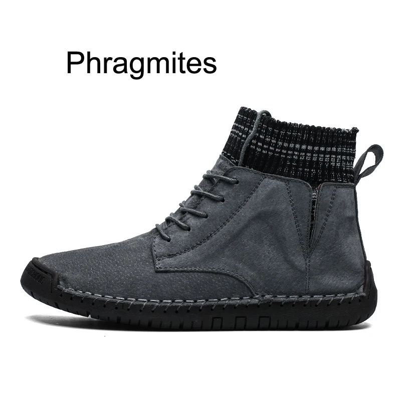 Phragmites/модные мужские ботинки простой дизайн Botas Mujer повседневная кожаная обувь с