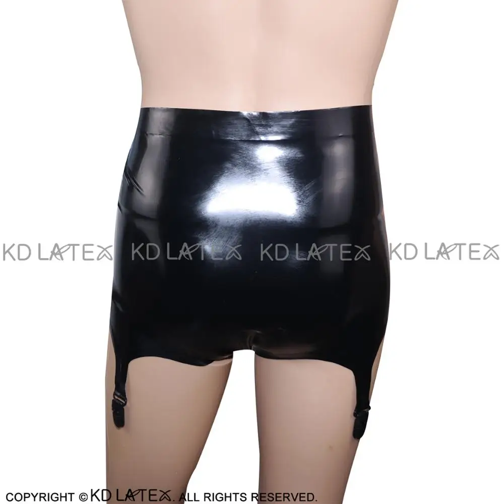 Черные сексуальные латексные трусы с подвязками резиновые шорты нижнее белье