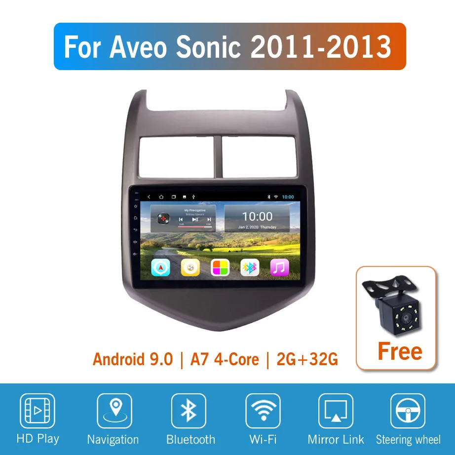 9'' IPS Android 9 For Chevrolet Aveo Sonic 2011 2012 2013 Car Radio Multimedia GPS Navigation Navi Player Auto Stereo WIFI |