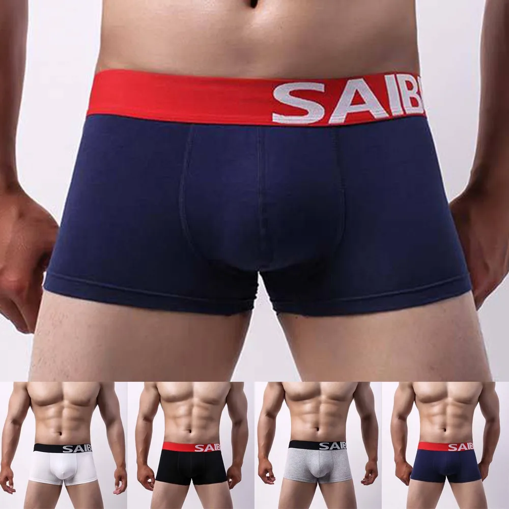 

Mens Cotton Sexy Breathable Solid Underwear Boxer Briefs Mid-Waisted Underpants Men's Cotton Sexy Breathable Solid Underwear