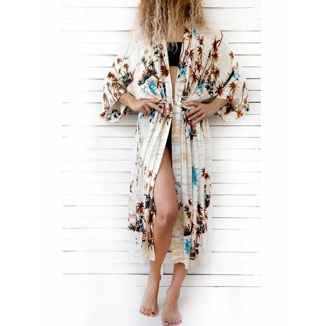 Женский Повседневный Свободный кардиган с разрезом сбоку и спереди средней