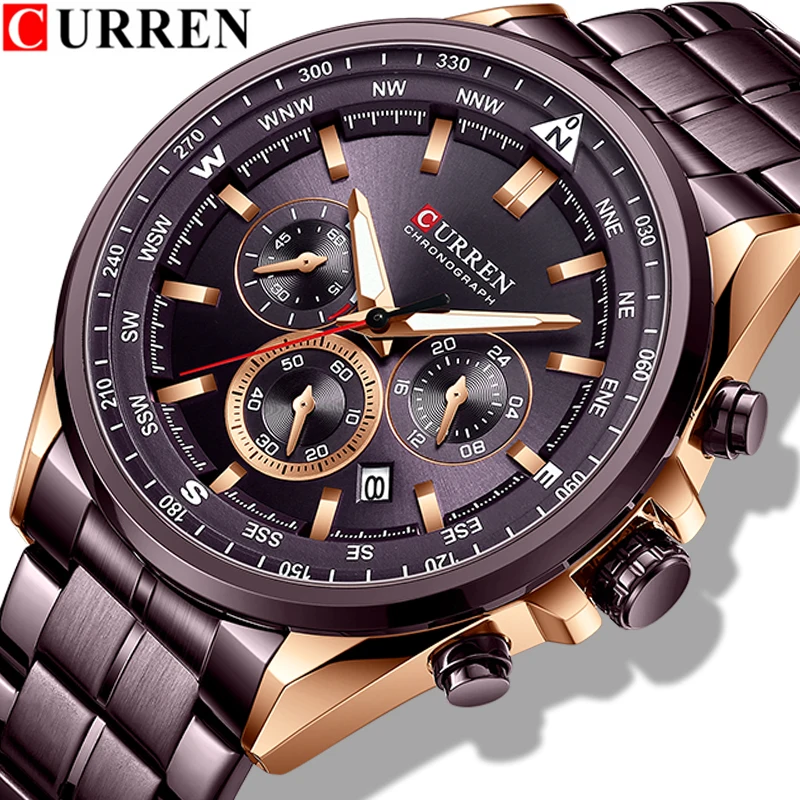 

CURREN Watch Men Fashion Casual Top Brand Luxury Business Wristwatch with Stainless Steel Sport Chronograph Date Quartz Clock