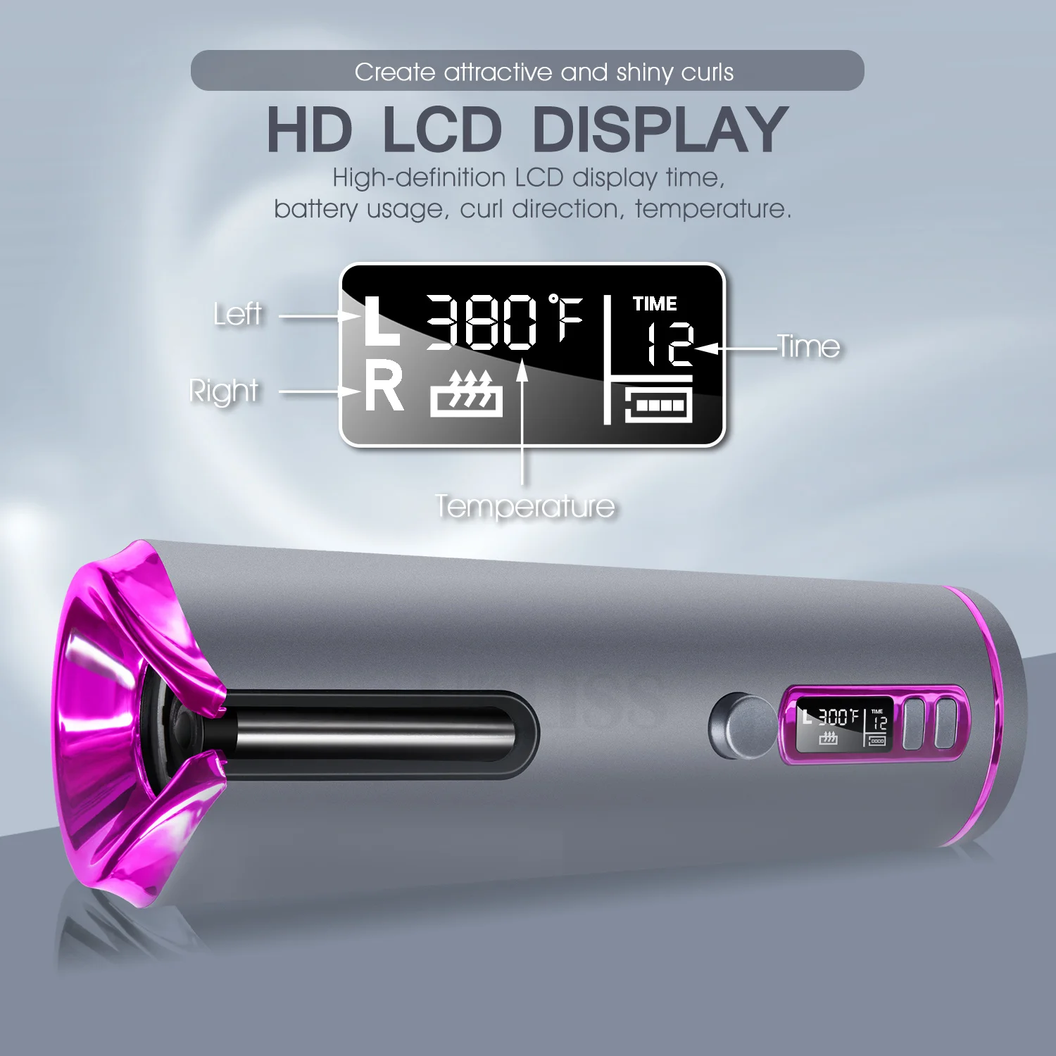 

Professional USB Rechargeable Hair Curler Portable Wireless Hair Curling Iron Curly Wave Wand Machine Anti-Scalding Styling Tool