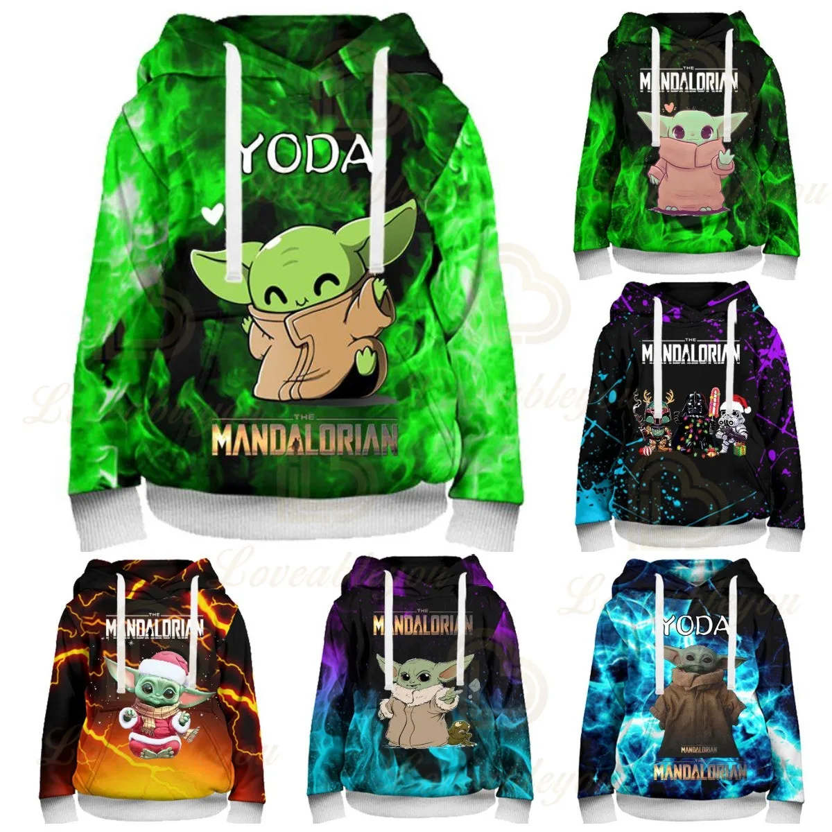 

Toddler Girl Pullover Cute Kids Hoodie Disney Baby Yoda Mandalorian 3D Sweatshirt Boys and Girls Christmas Tops Teen Clothes
