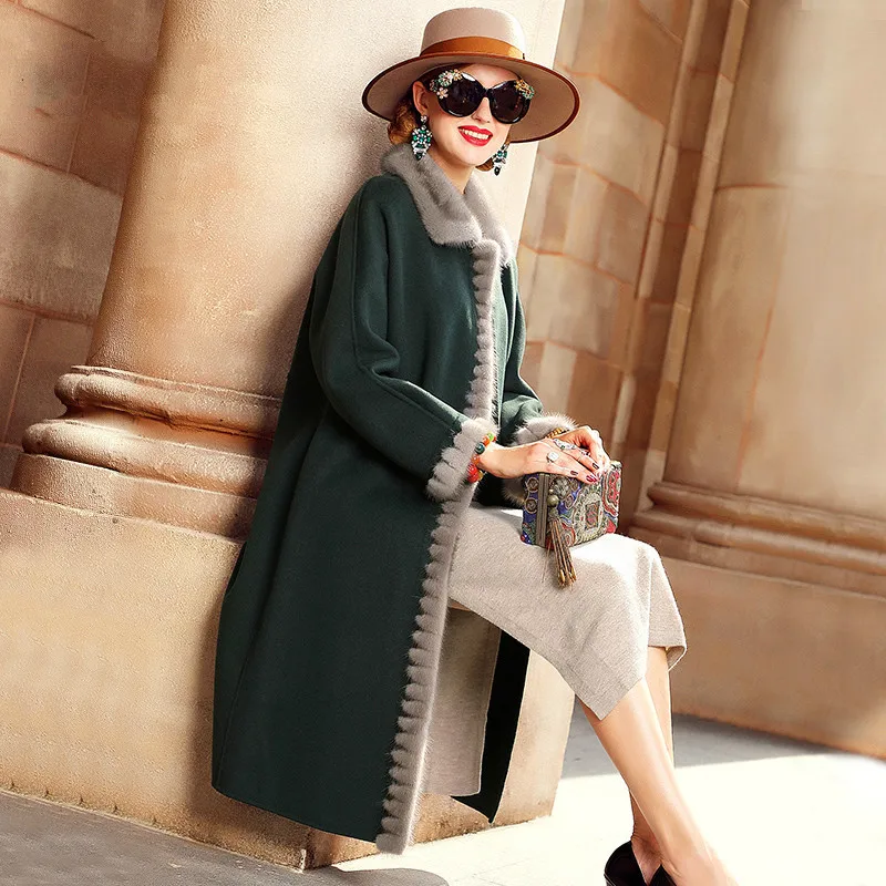 Зимнее женское пальто из 100% шерсти Женская Осенняя куртка с воротником