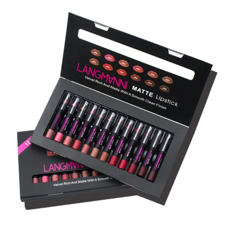 LANGMANNI 12 шт./лот матовая губная помада водостойкая бархатная ручка для губ красный