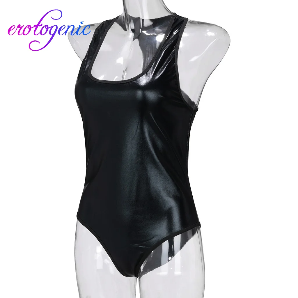 Латекс чулки для женщин сексуальный черный Мокрый Вид Костюм Тедди из