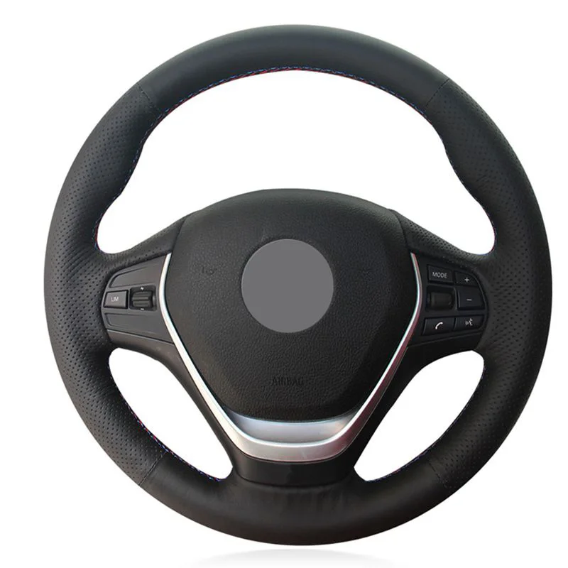 

Car Steering Wheel Cover For BMW F20 2012-2018 F45 2014-2018 F34 F30 F31 2013-2017 F32 Hand-stitch Black Suede Soft Leather