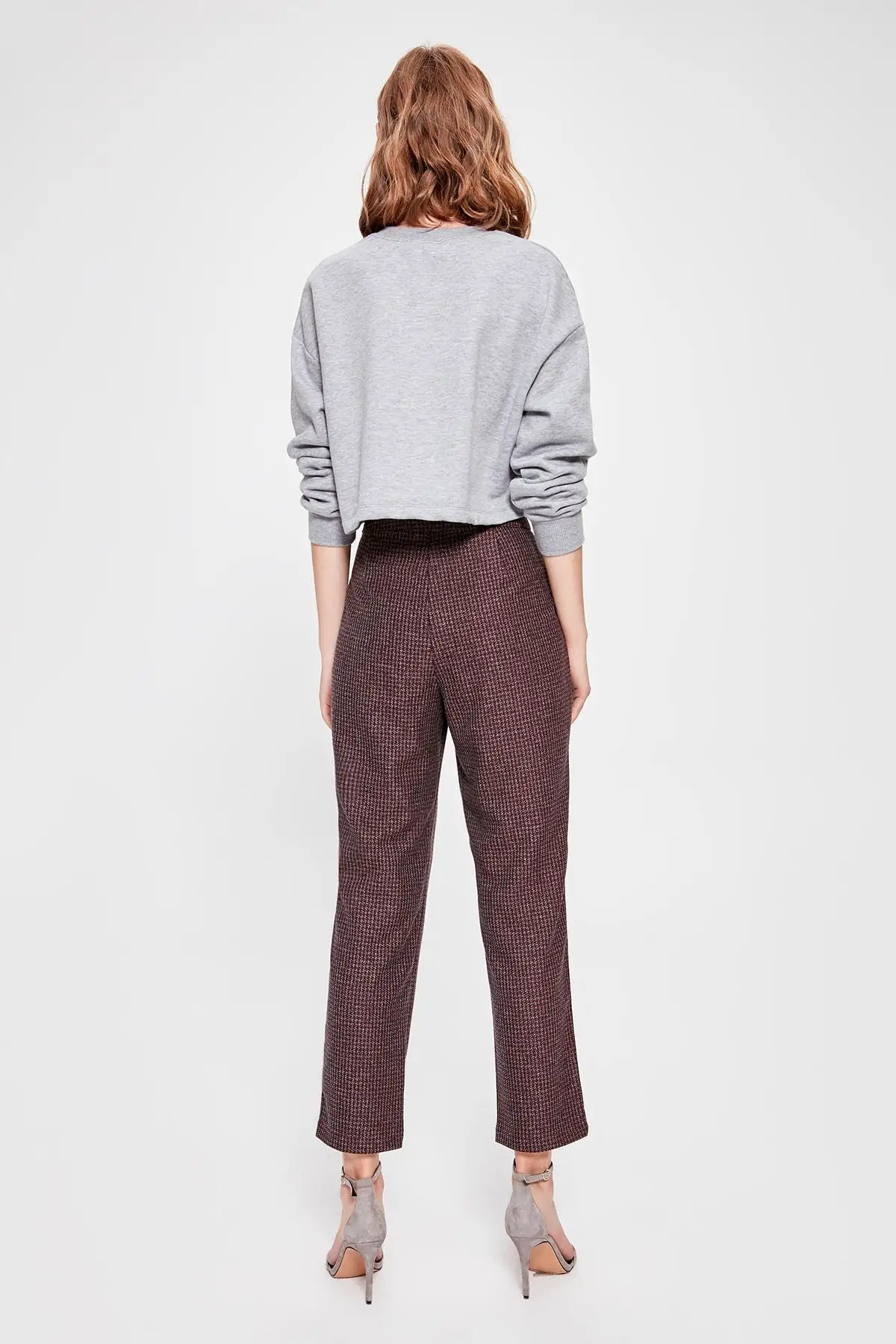 Trendyol бордовые клетчатые брюки TWOAW20PL0126|Брюки| |