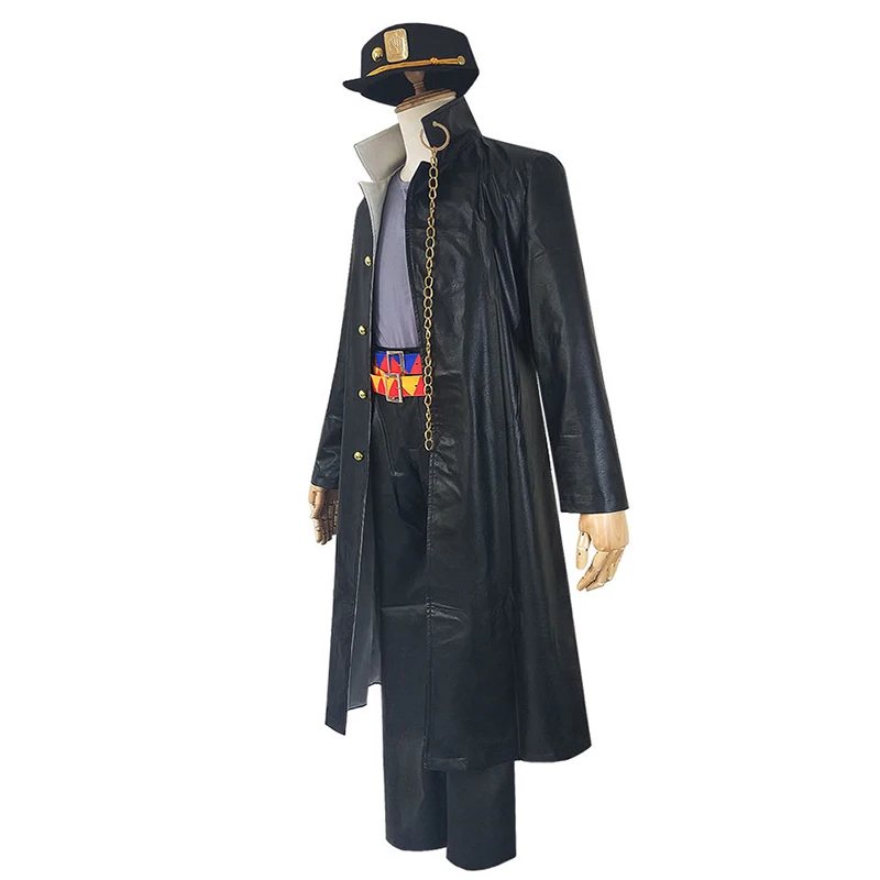 Аниме Kujo Jotaro, костюм для косплея, рубашка, шляпа, брюки, Необычные Приключения JoJo, Jotaro KujoFull, набор, черная одежда для мужчин и женщин, Хэллоуин