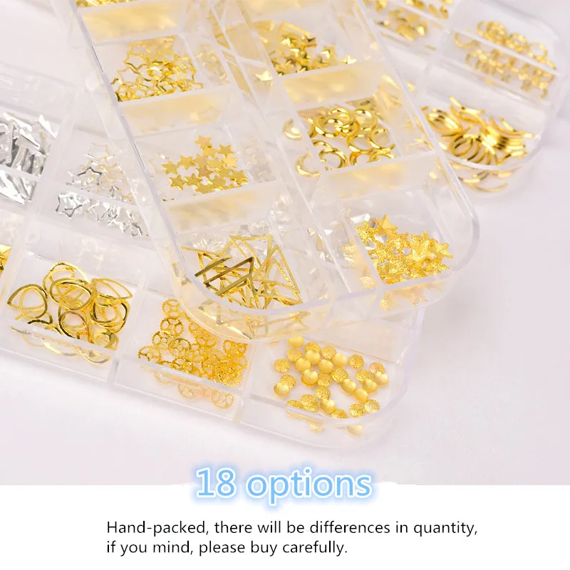 Металлические заклепки для ногтевого дизайна 12 ячеек ювелирные изделия звезда и