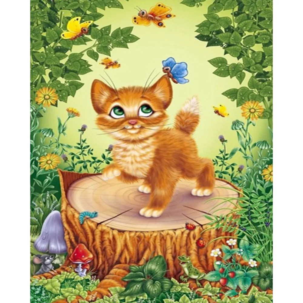 

Набор для рукоделия 11CT с изображением кота бабочки, хлопковая нить, холст с принтом, рождественский подарок, домашний декор для гостиной
