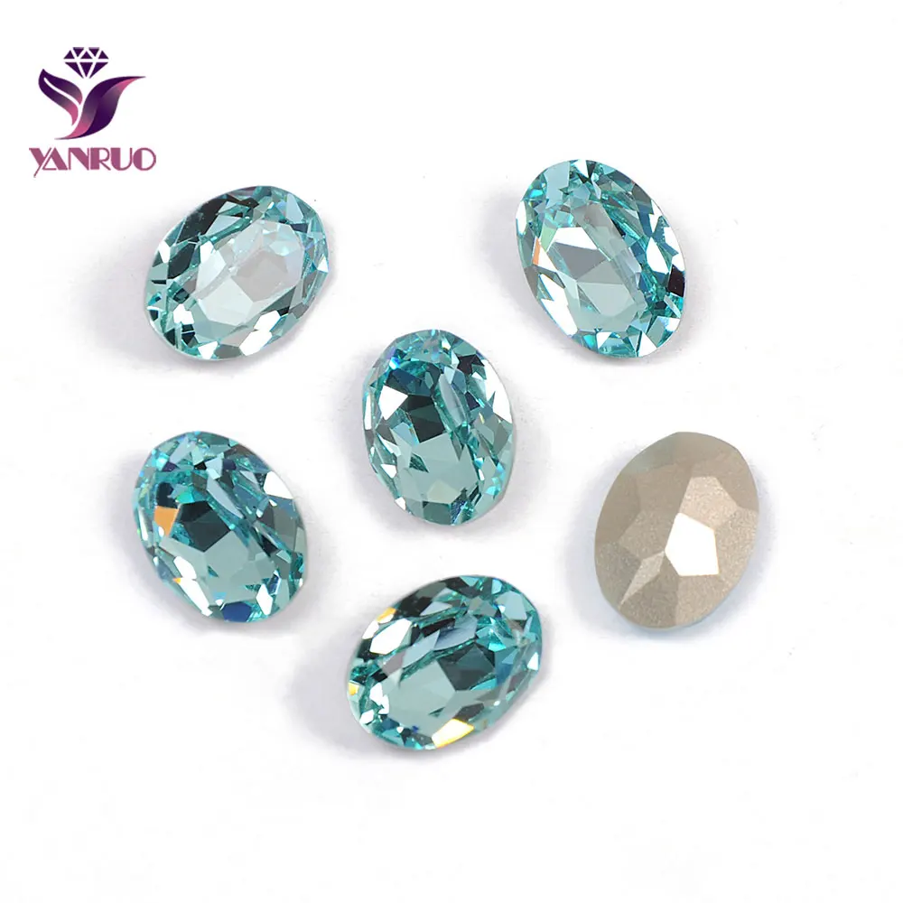 

YANRUO 4120 Oval Aquamarine Fancy Glass Beads K9 Diamond Sewing Rhinestones Glass DIY Crafts Suppliers Base Ornaments