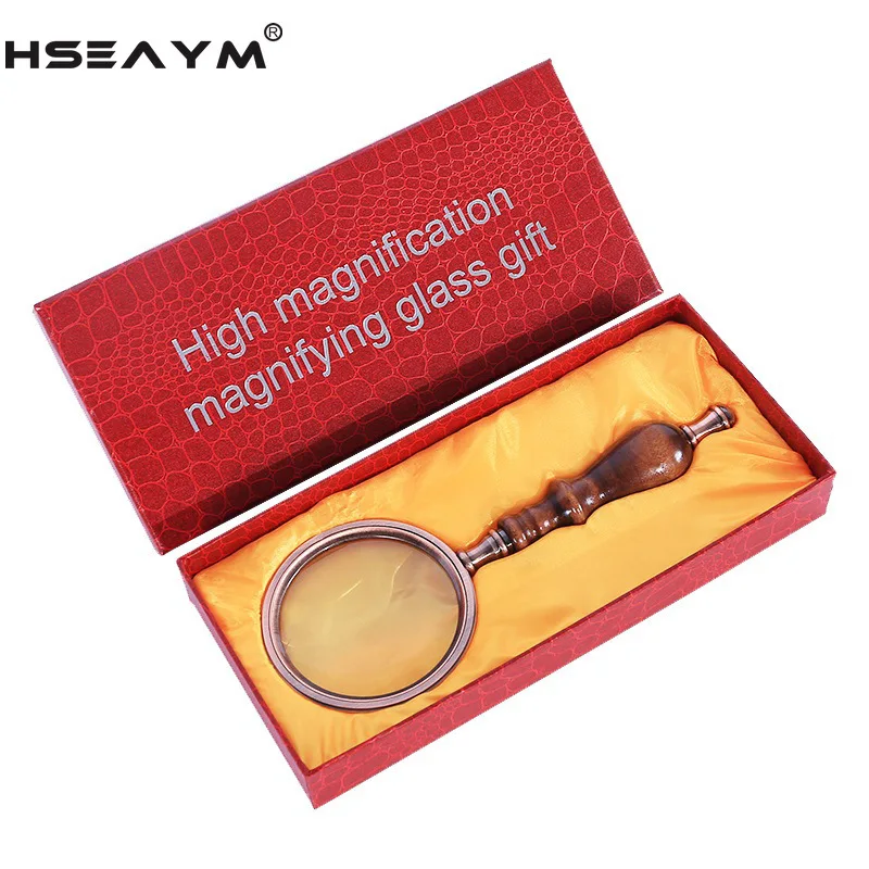 

Magnifier Large Metal 10X Wooden Handle Vintage Collection Gift Reading Magnifying Glass Handheld Optical Glass Ebony Loupe