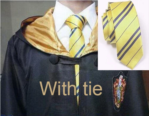 Hufflepuff with tie Карнавальный костюм; халат; плащ с галстуком-шарфом; Ravenclaw Gryffindor Hufflepuff Slytherin для взрослых и детей; костюм Харриса - Цвет: Hufflepuff with tie