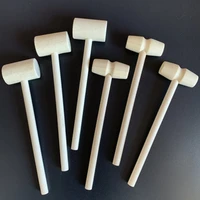 5 pieces mini wooden hammer balls toy wood mini hammer knock children flat toy mallet wooden diy accessories