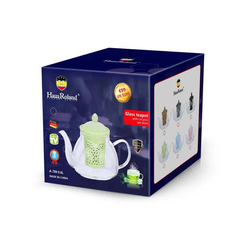 Высокотемпературный стеклянный чайник для горячей воды с керамическим