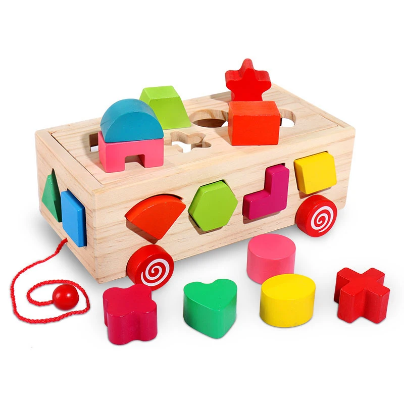 

Wooden Building Blocks Box Toys For Kids Montessori Baby Eductional Shape Sorter Cognitive Matching Wood Box Children Toy Gift