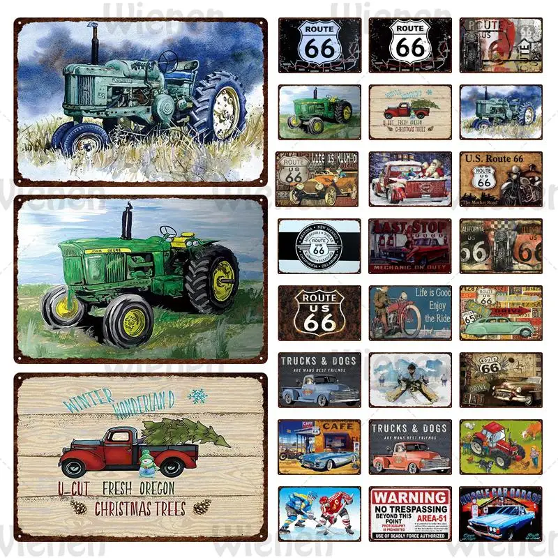 

Bar Club Wall Art Garage Decor USA Route 66 Vintage Poster Metal Tin Signs Plate Car Trunk License Metal Plaque Home Decoration