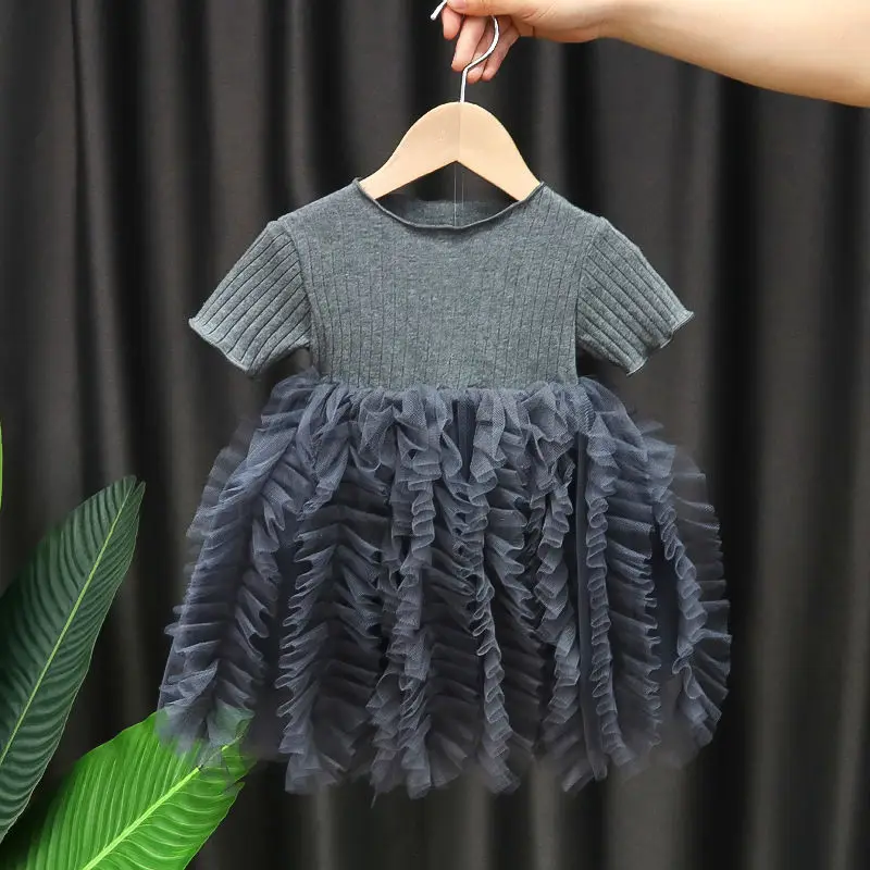 

Summer Kids Girl Dress Short-Sleeved Dress For Children's Baby Dress Child Birthday Dress Clothes For Kids 9M 12M 5T 6T