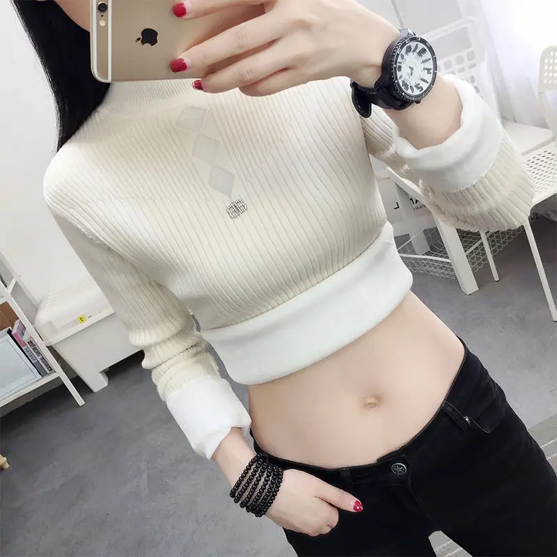 

Women's Fleece Bottoming Shirt Autumn and Winter Thick Half-Collar Warm Women's Sweater All-match Western Style Pullover