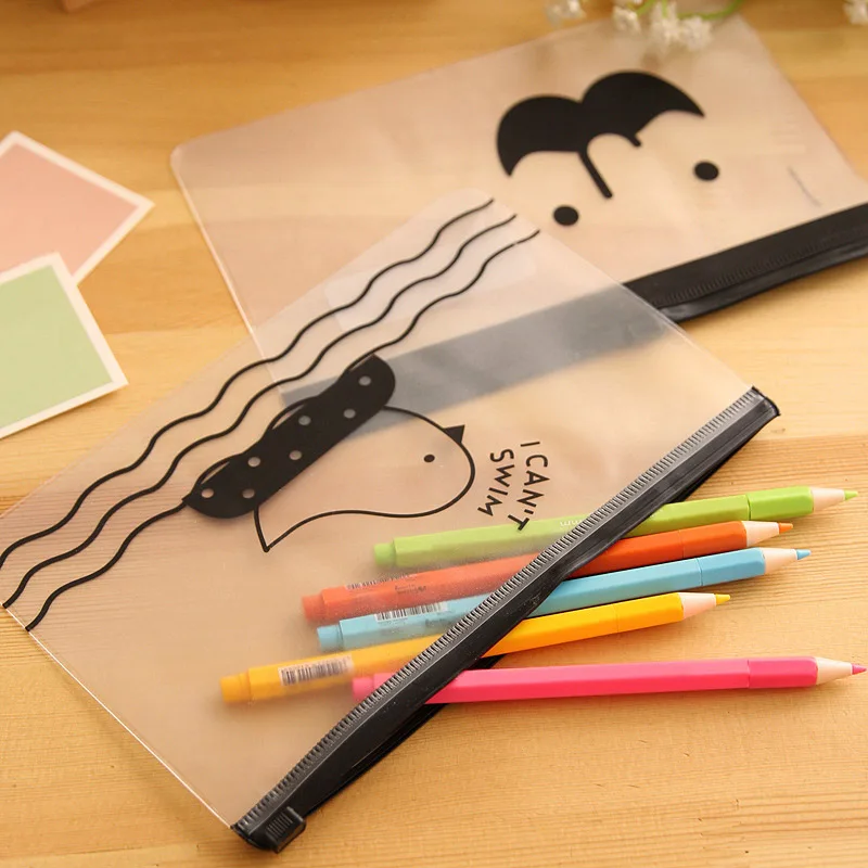 Сумка для хранения на молнии прозрачный милый чехол-карандаш ручки Карманный