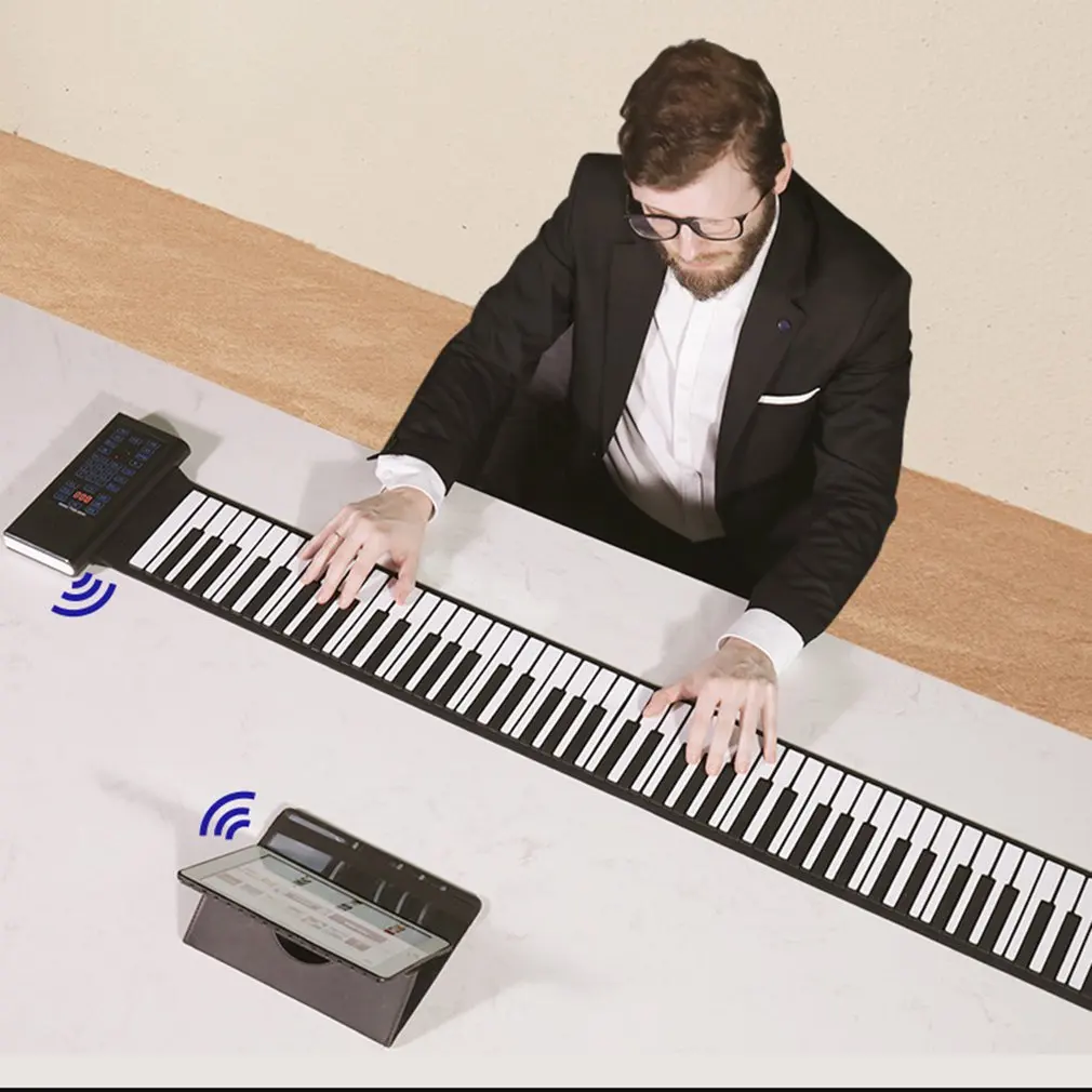 Портативный 88 клавиш USB рулон фортепиано электронное пианино силиконовая Гибкая