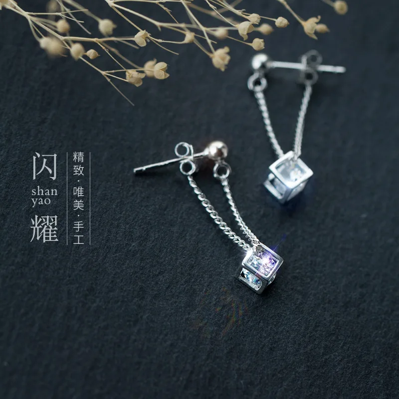 Серьги-гвоздики женские 100% 925 ювелирные изделия из настоящего стерлингового