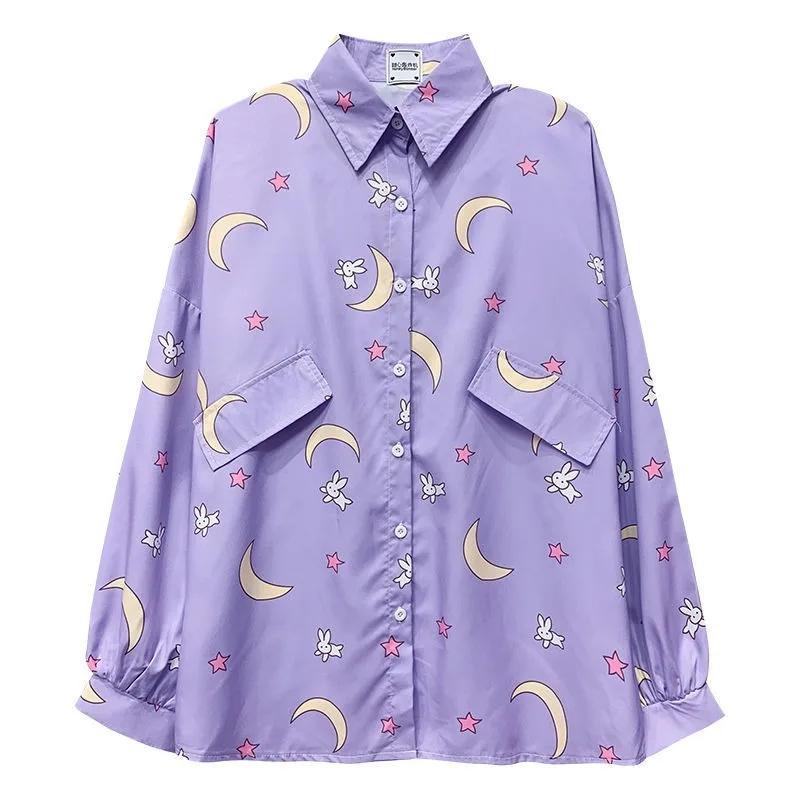 

Deeptown Korean Style Women Shirts Kawaii Autumn Fashion JK Blouse Women Long Sleeve Cute Loose Button Up Shirt Oversized Tops