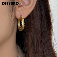 dieyuro 316l stainless steel korea style ins punk stud earrings big twist round party jewelry for women %d1%81%d0%b5%d1%80%d1%8c%d0%b3%d0%b8 customized 2021