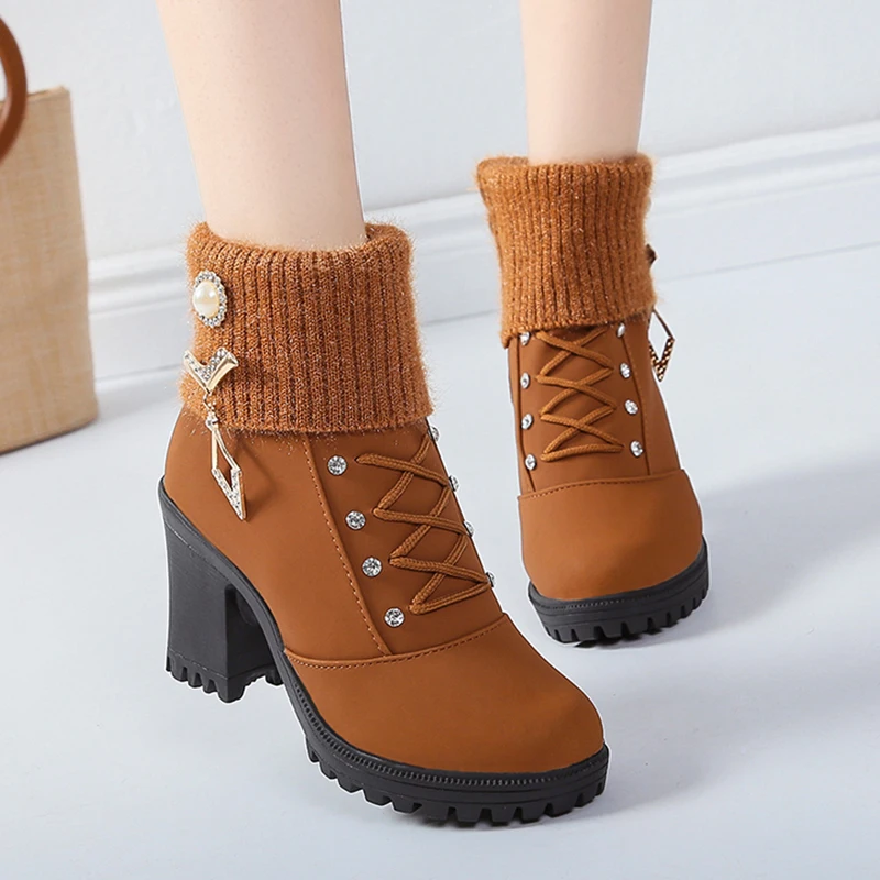 Rimocy Для женщин 8 см ботинки на высокой платформе осень зима свадебные туфли с