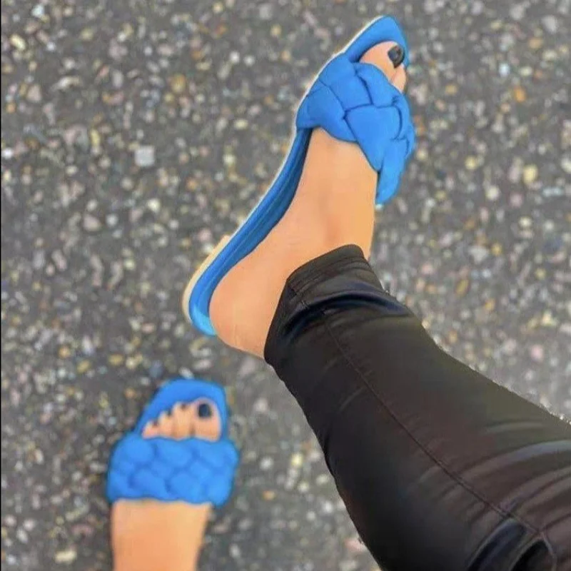 

Women's Fashion Summer Shoes for Women Flat Sandal Rubber Shoes Square Headed Sandal Slipper Home Slides Zapatos De Mujer