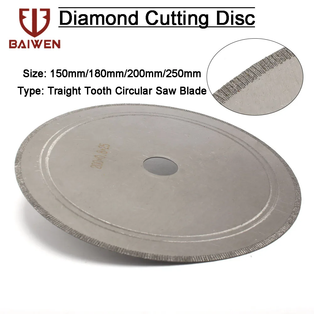 Super Thin Diamond Circular Saw Blade 6/7/8/10/12 Inch Traight Tooth Cutting Disc for Cut Jade Discs for Agate Gems Stone Slits