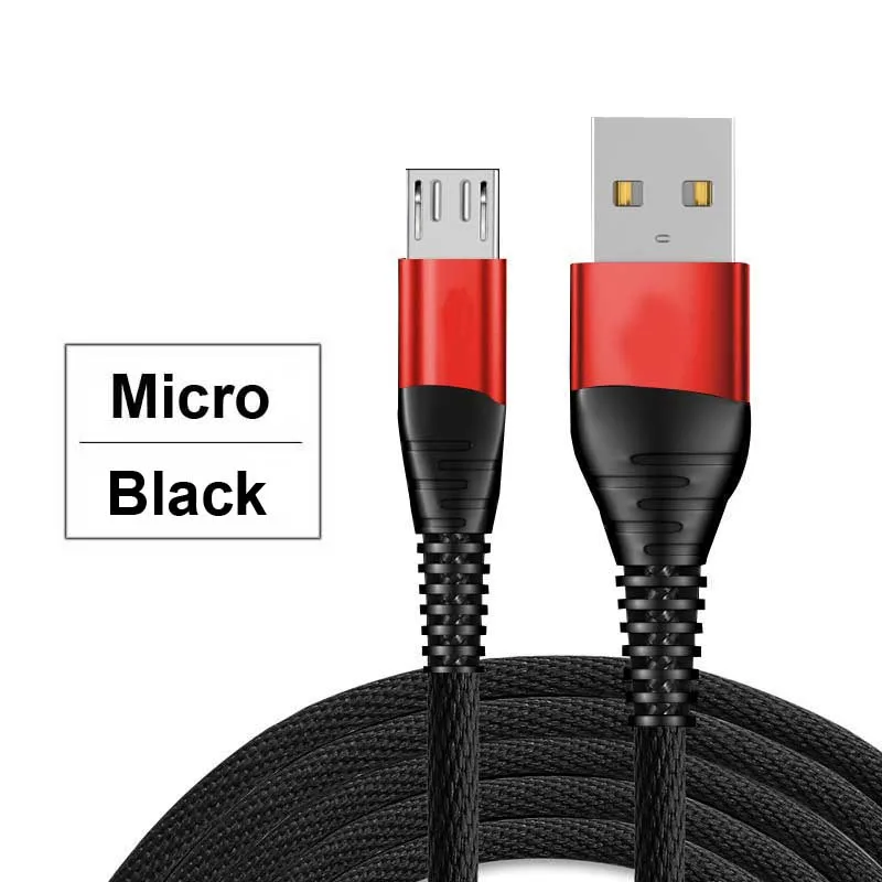 USB кабель для быстрой зарядки usb type C кабель для быстрой зарядки данных Micro USB micro usb type-C кабель для мобильных телефонов USB шнуры - Цвет: Black