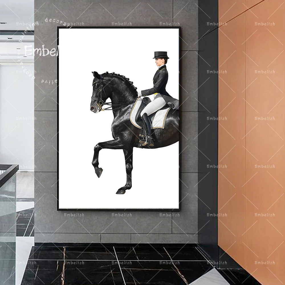 

1 Pieces Hot Selling Woman Riding Horse Animals Wall Posters For Living Room Pictures Home Decor HD Print Canvas Paintings
