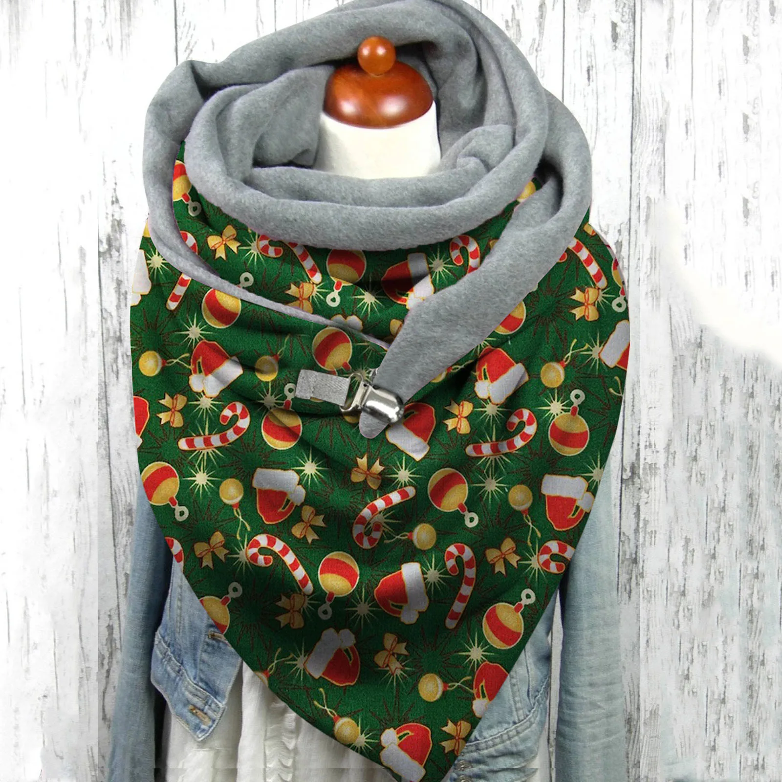 

2021, модная Женская рождественская шаль с рисунком, Женская Ретро многофункциональная шаль, шарф на пуговицах, женский шарф, шарф