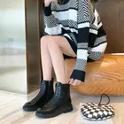 Женские ботильоны 2022, весенние мотоциклетные ботинки, обувь на платформе и толстом каблуке, женские нескользящие модные ботинки с круглым носком