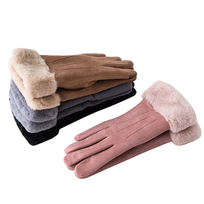 MIARA. L перчатки зимние женские плюс бархат езда оленьей кожи сенсорный экран