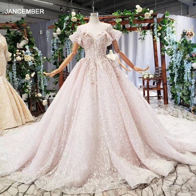 HTL791 роскошное арабское бальное платье свадебные платья с рукавами и круглым