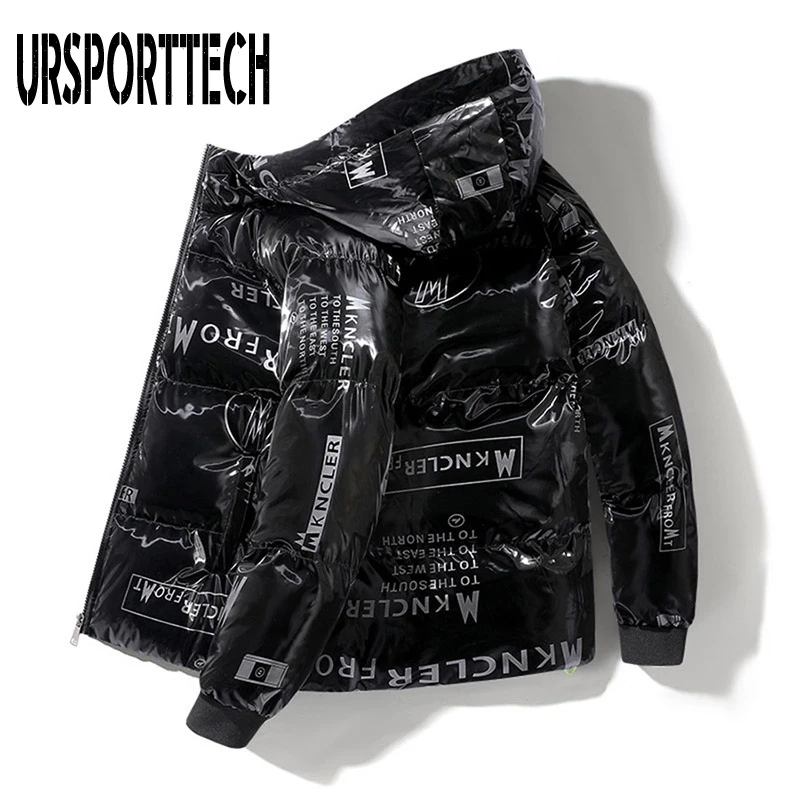 Зимняя мужская куртка повседневная Модная приталенная с буквенным принтом