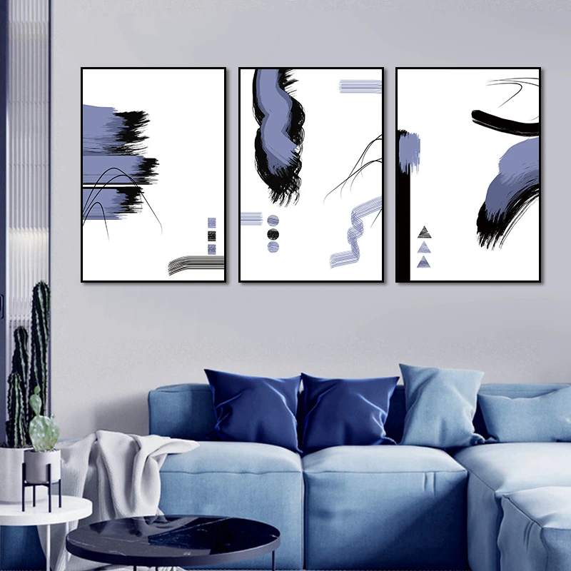 Абстрактная светильник фиолетовая Геометрическая настенная Картина на холсте