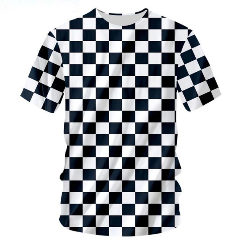 

2021 summer men's T-shirt 3D printing popular plaid shirt sportswear streetwear fashion creative graphic T-shirt