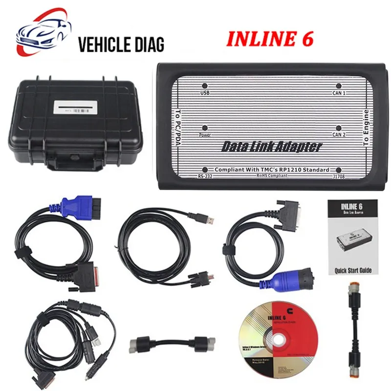 6 цилиндровый Data Link Адаптер Heavy Duty диагностический инструмент грузовик сканер с 8