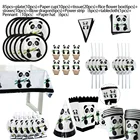 Одноразовая посуда в виде панды на день рождения, праздничная вечеринка, детский дисплей, бумажная тарелка, набор бумажных стаканчиков, салфеток