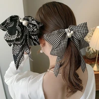 new japan korea houndstooth big bow barrettes hair clip headdress fashion embroidery hairpin female spring grip for women girls