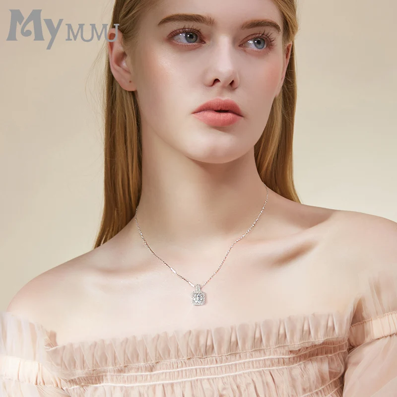 

Mumu 925 silver chain boudoir light luxury Necklace women ins simple cool wind clavicle chain fashion small square pendant