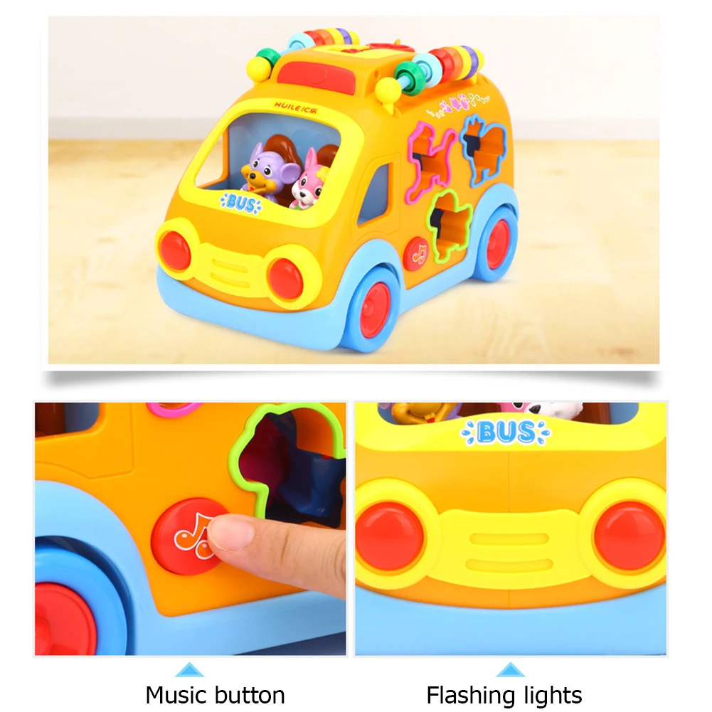 

Electric Bus Toys Baby Car Model Animal Calls Music Kids Early Educational Gifts Music Car Children Puzzle Building Block Toys