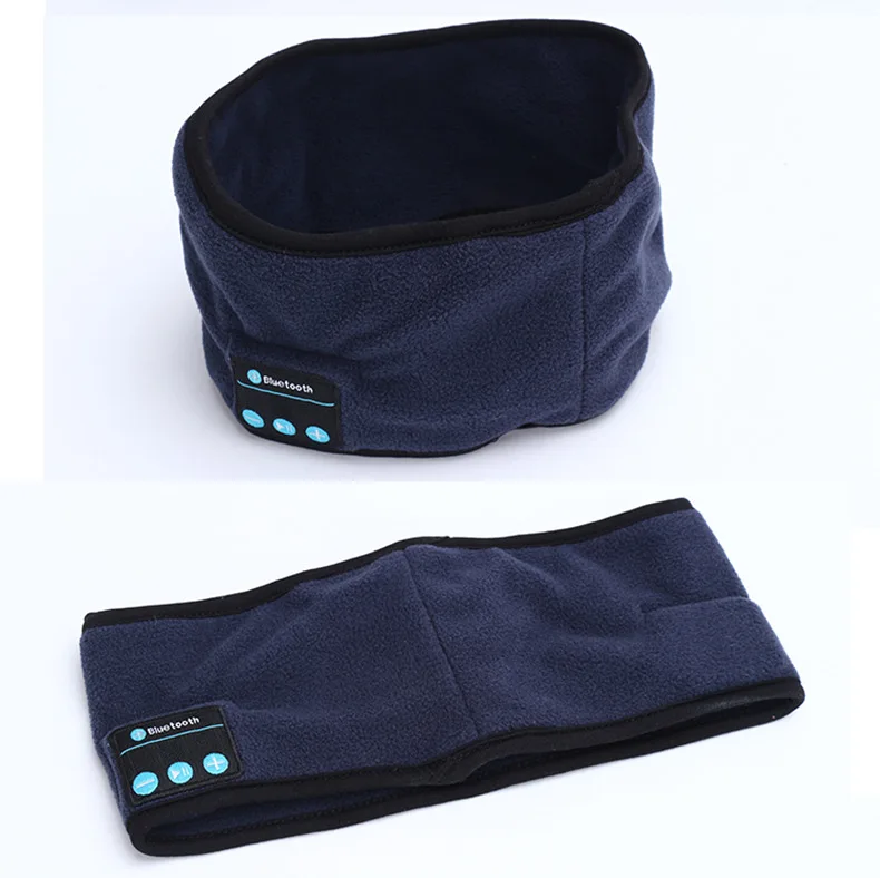 Blue Беспроводные Bluetooth наушники для сна головной убор мягкая теплая спортивная смарт-шапка умный динамик стерео шарф гарнитура с микрофоном - Цвет: Blue